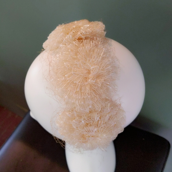 Vtg Woven Lace Pom Pom Headband Hat - Picture 7 of 7